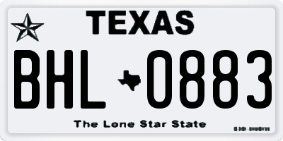 TX license plate BHL0883
