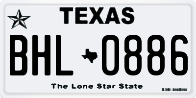 TX license plate BHL0886
