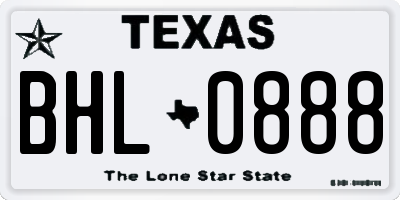 TX license plate BHL0888