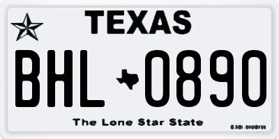 TX license plate BHL0890