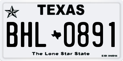 TX license plate BHL0891
