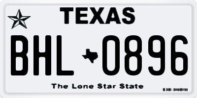 TX license plate BHL0896