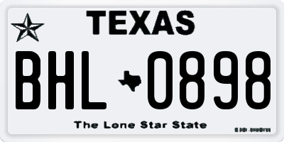 TX license plate BHL0898