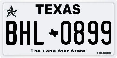TX license plate BHL0899
