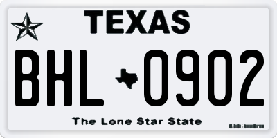 TX license plate BHL0902