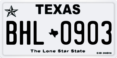 TX license plate BHL0903