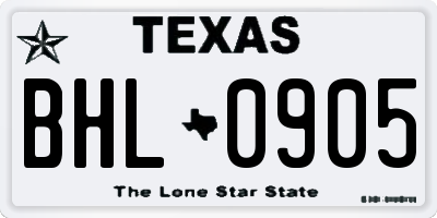 TX license plate BHL0905