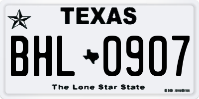 TX license plate BHL0907