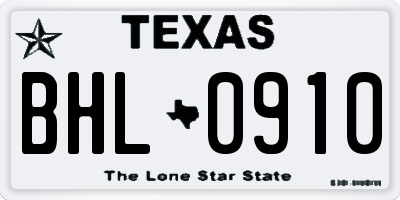 TX license plate BHL0910