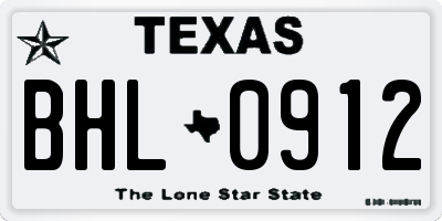 TX license plate BHL0912