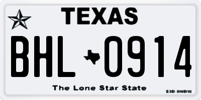 TX license plate BHL0914