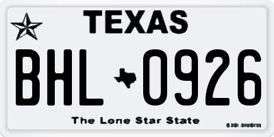 TX license plate BHL0926