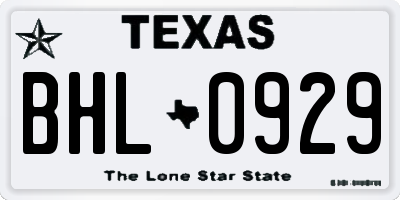 TX license plate BHL0929