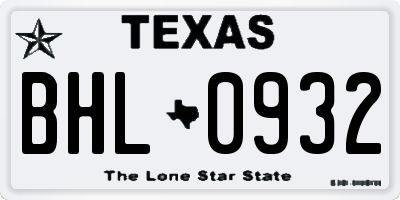TX license plate BHL0932