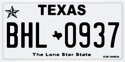TX license plate BHL0937