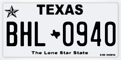 TX license plate BHL0940