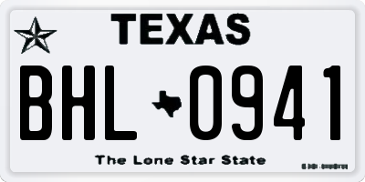 TX license plate BHL0941