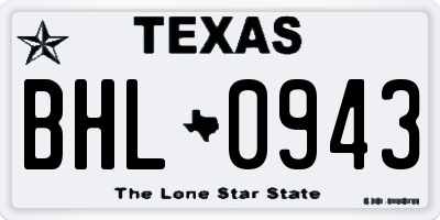 TX license plate BHL0943