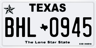 TX license plate BHL0945