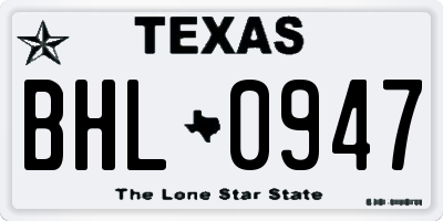 TX license plate BHL0947