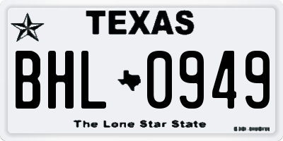TX license plate BHL0949