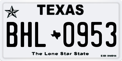 TX license plate BHL0953