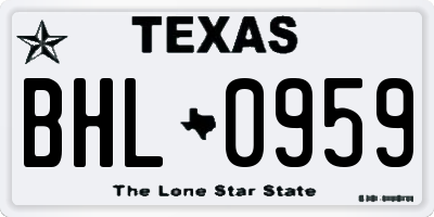 TX license plate BHL0959