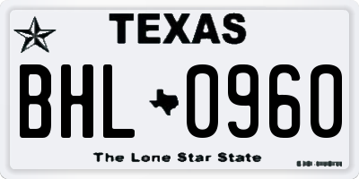 TX license plate BHL0960