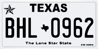 TX license plate BHL0962