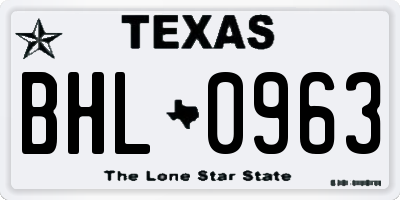 TX license plate BHL0963