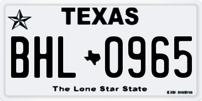 TX license plate BHL0965