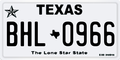 TX license plate BHL0966