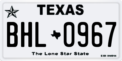 TX license plate BHL0967