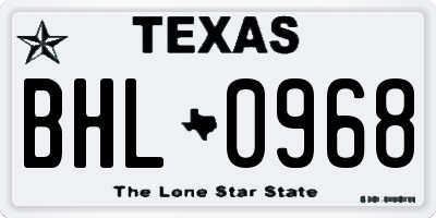 TX license plate BHL0968