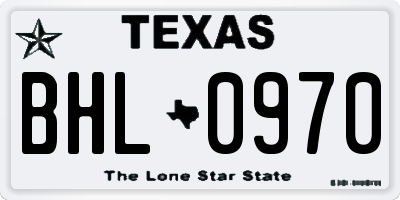 TX license plate BHL0970