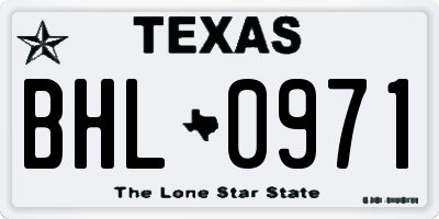 TX license plate BHL0971