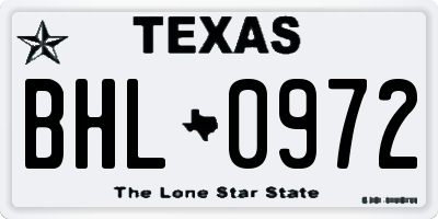 TX license plate BHL0972
