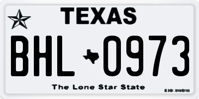 TX license plate BHL0973