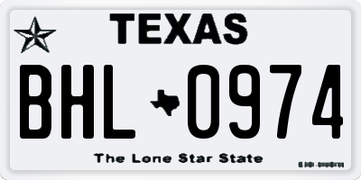 TX license plate BHL0974