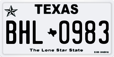 TX license plate BHL0983