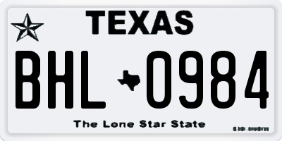 TX license plate BHL0984