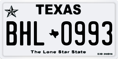TX license plate BHL0993