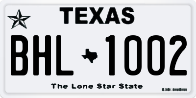 TX license plate BHL1002