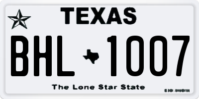 TX license plate BHL1007
