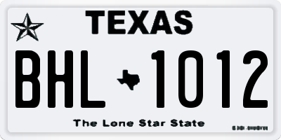 TX license plate BHL1012