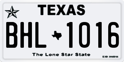 TX license plate BHL1016
