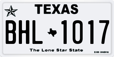 TX license plate BHL1017