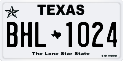 TX license plate BHL1024