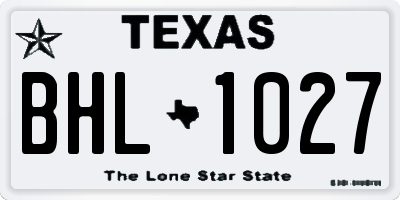 TX license plate BHL1027