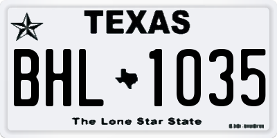 TX license plate BHL1035